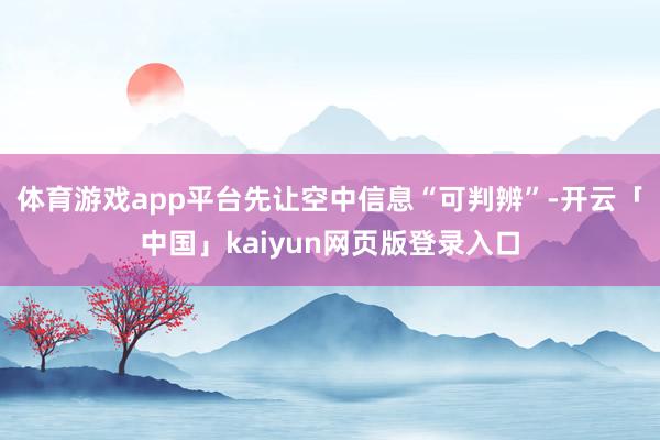 体育游戏app平台先让空中信息“可判辨”-开云「中国」kaiyun网页版登录入口