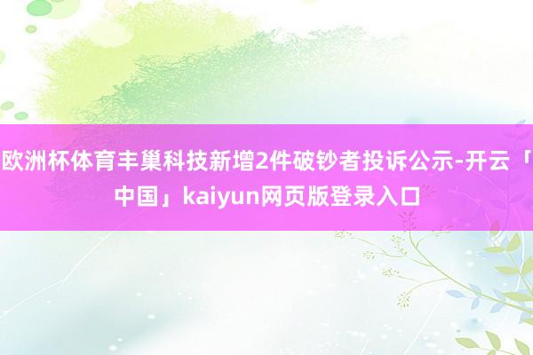 欧洲杯体育丰巢科技新增2件破钞者投诉公示-开云「中国」kaiyun网页版登录入口
